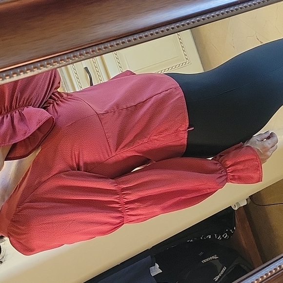 Saltwater Luxe Red-Orange Dotted Blouse, S - Picture 9 of 16